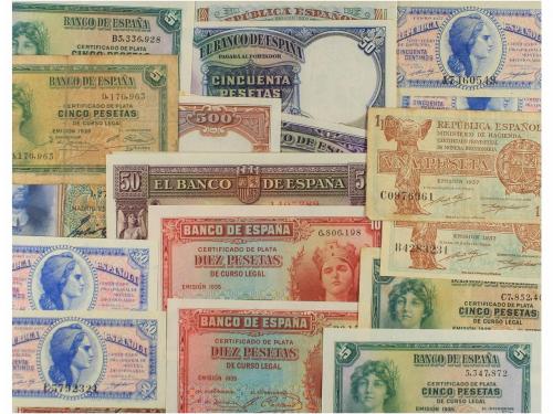 ESTADO ESPAÑOL. Lote 23 billetes 50 Céntimos a 500 Pesetas. 