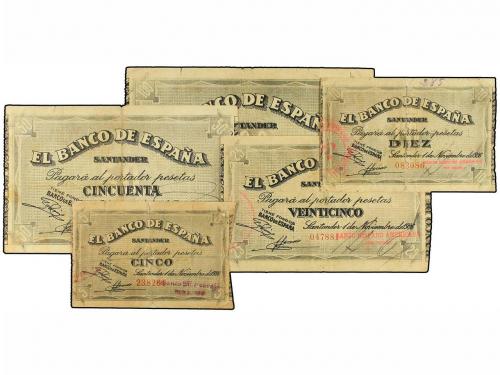 GUERRA CIVIL, ZONA REPUBLICANA. Serie 5 billetes 5, 10, 25, 