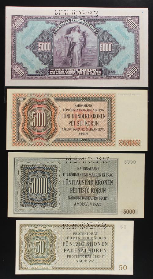 BILLETES EXTRANJEROS. Lote 17 billetes 1 a 5.000 korun. 192