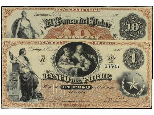 BILLETES EXTRANJEROS. Lote 2 billetes 1 y 10 Pesos. 187x. CH