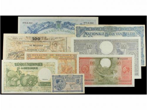 BILLETES EXTRANJEROS. Lote 8 billetes 1 a 500 Francos. 1920 