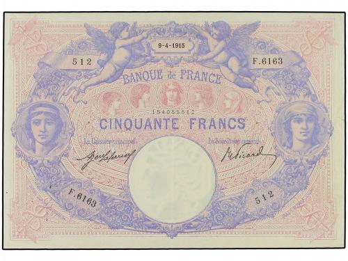 BILLETES EXTRANJEROS. 50 francos. 1915. FRANCIA. (Puntos de 