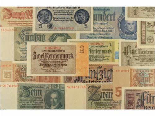 BILLETES EXTRANJEROS. Lote 17 billetes 1 Rentemark a 100 Rei