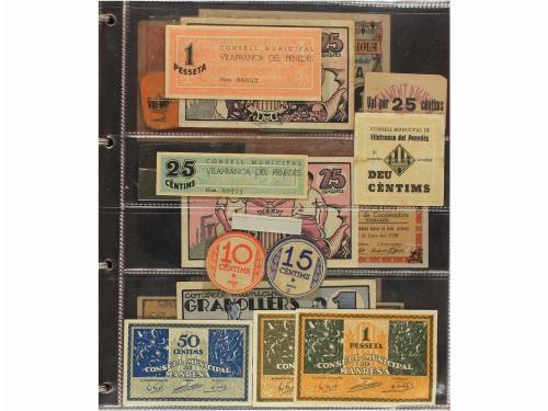 BILLETES LOCALES GUERRA CIVIL. Lote 167 billetes. Colección 