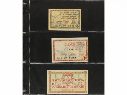 BILLETES LOCALES GUERRA CIVIL. Lote 167 billetes. Colección 