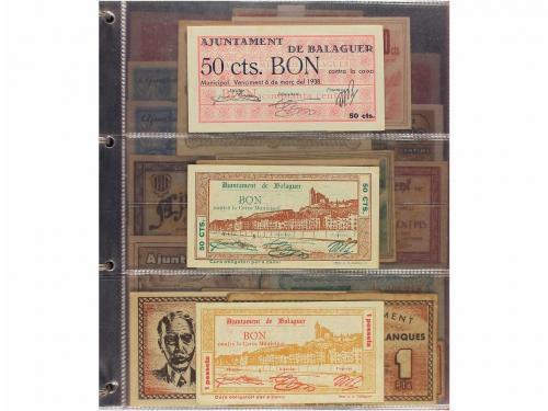 BILLETES LOCALES GUERRA CIVIL. Lote 167 billetes. Colección 