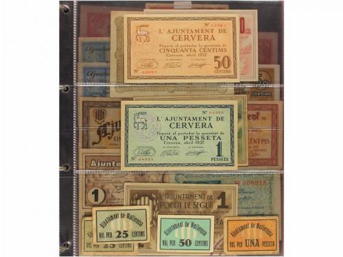 BILLETES LOCALES GUERRA CIVIL. Lote 167 billetes. Colección 