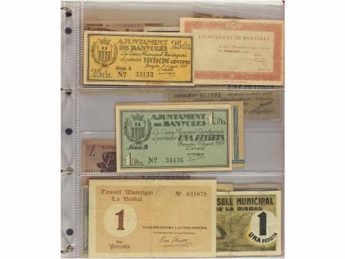 BILLETES LOCALES GUERRA CIVIL. Lote 167 billetes. Colección 