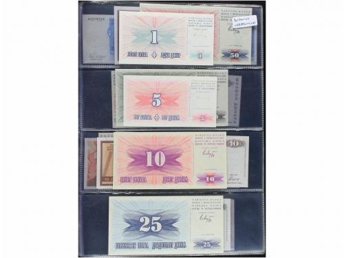 BILLETES EXTRANJEROS. Lote 61 billetes 1/4 Dinara a 500.000.