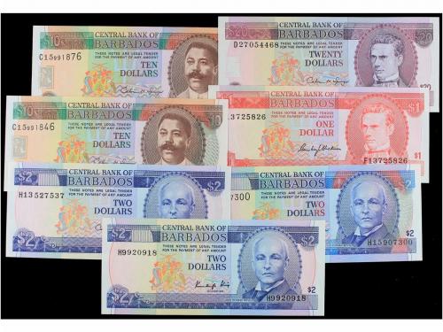 BILLETES EXTRANJEROS. Lote 7 billetes 1, 2 (3), 10 (2) y 20 