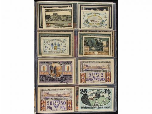 BILLETES EXTRANJEROS. Lote 36 billetes y 69 Notgelds. 1902 