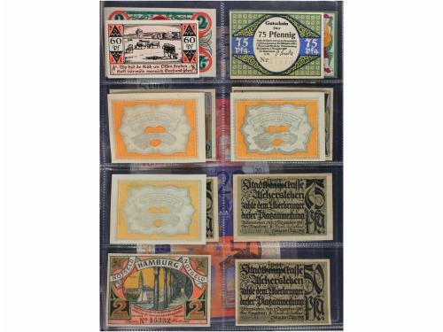 BILLETES EXTRANJEROS. Lote 36 billetes y 69 Notgelds. 1902 