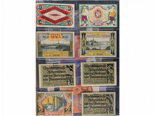 BILLETES EXTRANJEROS. Lote 36 billetes y 69 Notgelds. 1902 