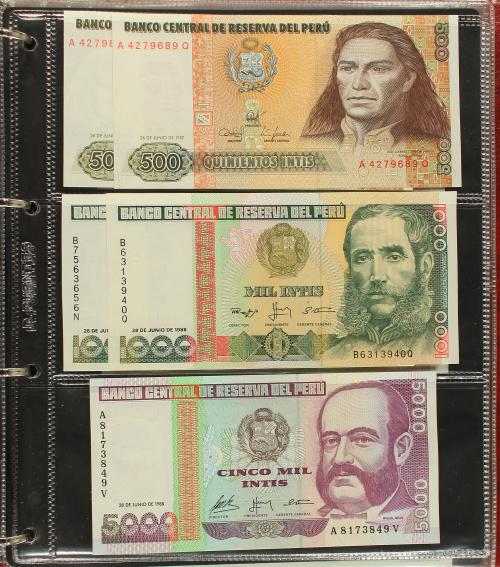BILLETES EXTRANJEROS. Lote 83 billetes. S.XX. PERÚ (27), SU