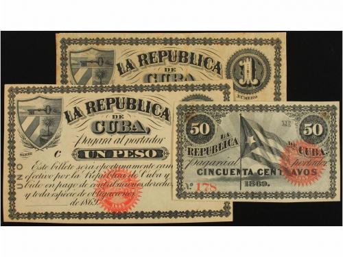 EMISIONES DE ULTRAMAR I ANDORRA. Lote 3 billetes 50 Centavos