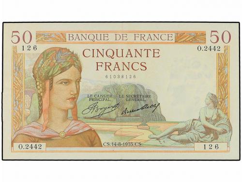 BILLETES EXTRANJEROS. 50 Francos. 1935. FRANCIA. Ceres. Pick