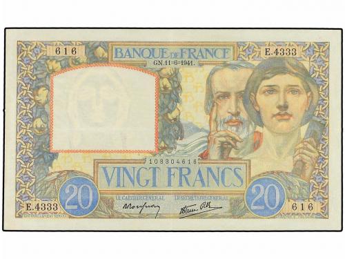 BILLETES EXTRANJEROS. 20 Francos. 11 Junio 1941. FRANCIA. Al