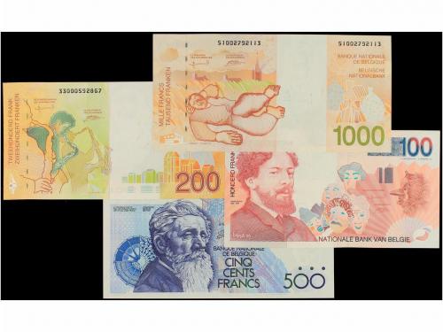 BILLETES EXTRANJEROS. Lote 4 billetes 100, 200, 500 y 1.000 