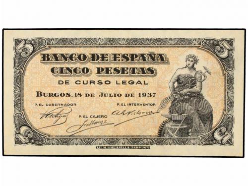 ESTADO ESPAÑOL. 5 Pesetas. 18 Julio 1937. Portabella. Serie 
