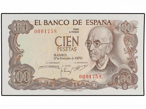 ESTADO ESPAÑOL. Lote 4 billetes 100 (2) y 1.000 Pesetas (2).