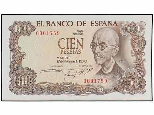 ESTADO ESPAÑOL. Lote 4 billetes 100 (2) y 1.000 Pesetas (2).