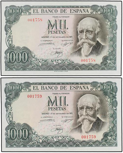 ESTADO ESPAÑOL. Lote 4 billetes 100 (2) y 1.000 Pesetas (2).
