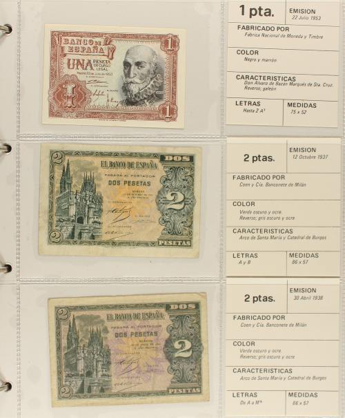 ESTADO ESPAÑOL. Lote de 64 billetes 1 a 1.000 Pesetas. 1936 