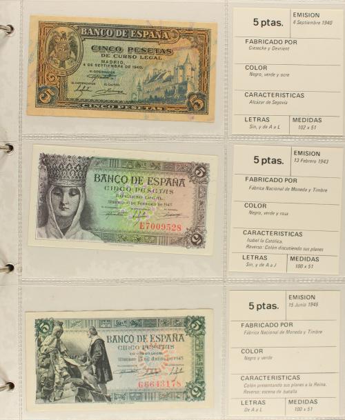 ESTADO ESPAÑOL. Lote de 64 billetes 1 a 1.000 Pesetas. 1936 