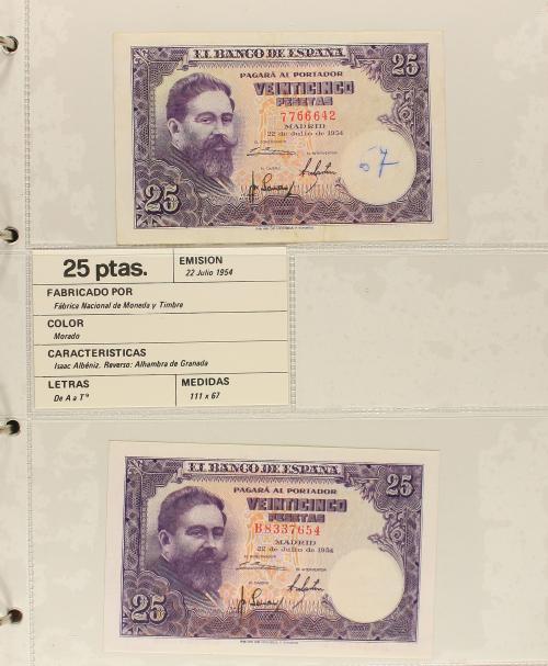 ESTADO ESPAÑOL. Lote de 64 billetes 1 a 1.000 Pesetas. 1936 