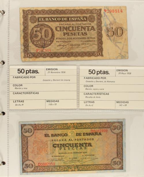 ESTADO ESPAÑOL. Lote de 64 billetes 1 a 1.000 Pesetas. 1936 