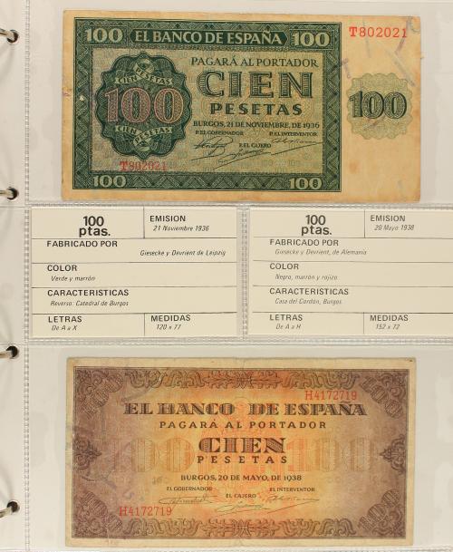 ESTADO ESPAÑOL. Lote de 64 billetes 1 a 1.000 Pesetas. 1936 