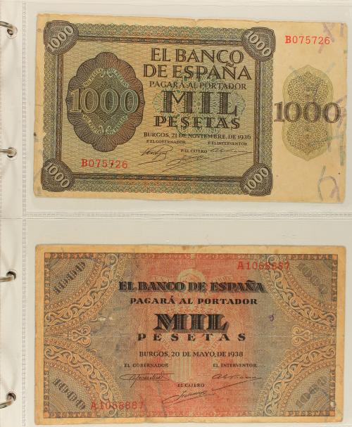 ESTADO ESPAÑOL. Lote de 64 billetes 1 a 1.000 Pesetas. 1936 