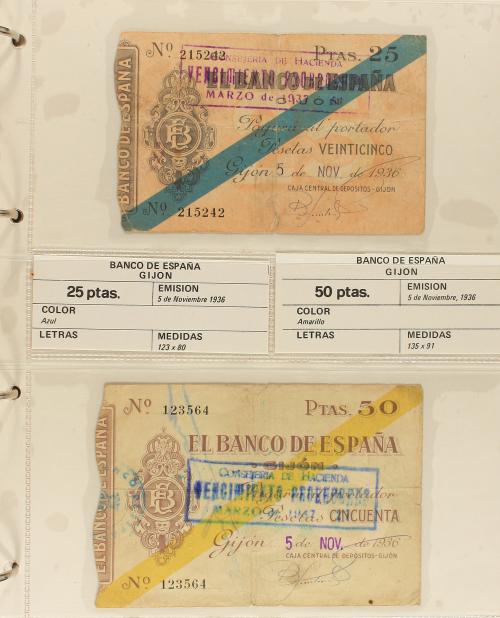 GUERRA CIVIL, ZONA REPUBLICANA. Lote de 49 billets 25 Céntim