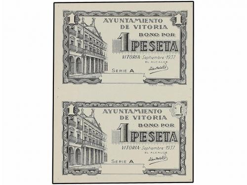 PAÍS VASCO. Lote 2 billetes 1 Peseta. Septiembre 1937. Ay. V