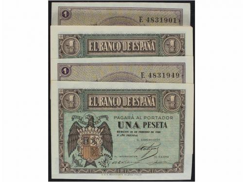 ESTADO ESPAÑOL. Lote 50 billetes 1 Peseta. 28 Febrero 1938. 
