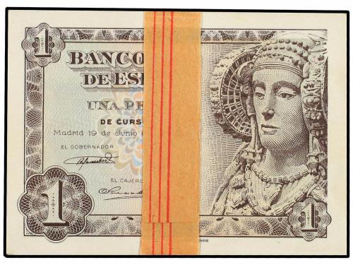 ESTADO ESPAÑOL. Lote 100 billetes 1 Peseta. 19 Junio 1948. D