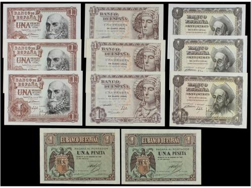 ESTADO ESPAÑOL. Lote 11 billetes 1 Peseta. 28 Febrero 1938 S