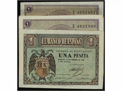 ESTADO ESPAÑOL. Lote 50 billetes 1 Peseta. 28 Febrero 1938. 