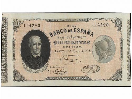 BANCO DE ESPAÑA. 500 Pesetas. 1 Enero 1878. Pablo de Céspede