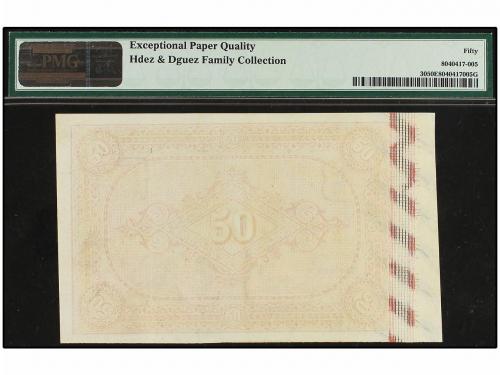 BANCO DE ESPAÑA. Lote 2 billetes 50 Pesetas. 1 Julio 1884. B