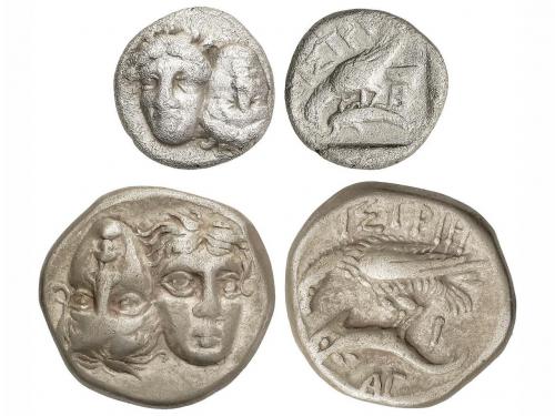 MONEDAS GRIEGAS. Lote 2 monedas 1/4 Estátera y Estátera. 400