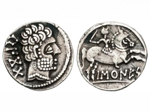 MONEDAS HISPÁNICAS. Denario. 120-20 a.C. BASCUNES (PAMPLONA)