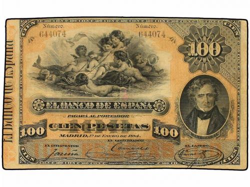 BANCO DE ESPAÑA. 100 Pesetas. 1 Enero 1884. Mendizábal. (Rep