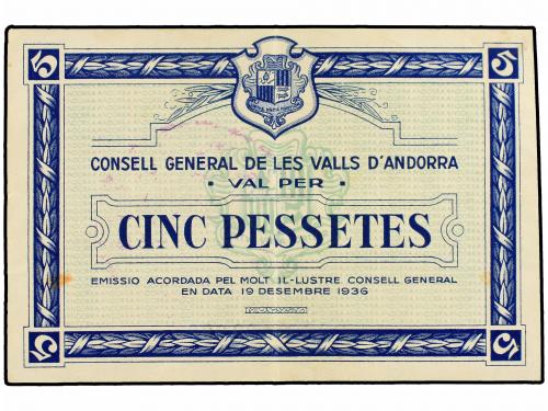 EMISIONES DE ULTRAMAR I ANDORRA. 5 Pessetes. 19 Desembre 193