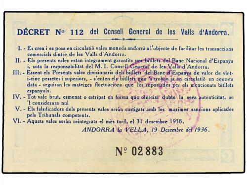 EMISIONES DE ULTRAMAR I ANDORRA. 5 Pessetes. 19 Desembre 193