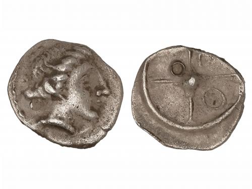 MONEDAS HISPÁNICAS. Óbolo. SAGUNTO (VALENCIA). Anv.: Cabeza 