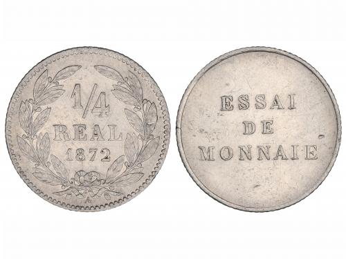 HONDURAS. Prueba 1/4 Real. 1872. PARÍS. Rev.: ESSAI / DE / M