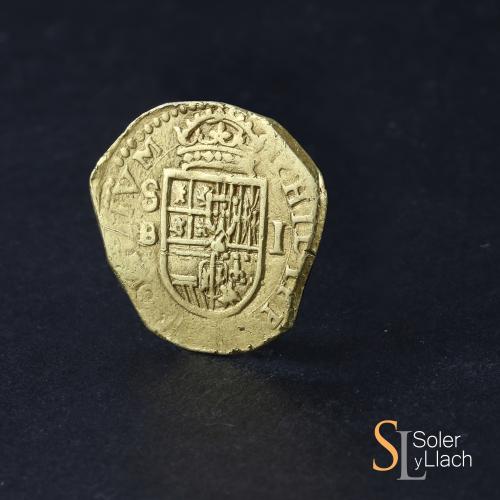 FELIPE III. 2 Escudos. S/F. SEVILLA. S / B- Escudo - I. Tipo