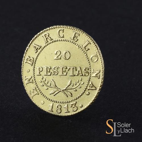 OCUPACIÓN NAPOLEÓNICA de CATALUNYA. 20 Pesetas. 1813. BARCEL