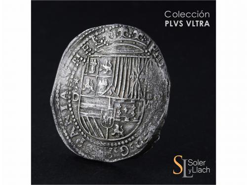 FELIPE II. 8 Reales. S/F. LIMA. D. Anv.: estrella / D roel e